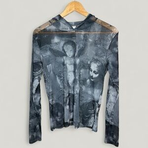 Vintage Y2K La Senza Sheer Renaissance Cherub Long Sleeve